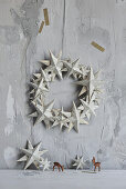 DIY wreath made from book page stars