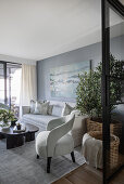 Elegant living room in grey tones