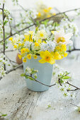 Bouquet of spring flowers and fruit blossoms