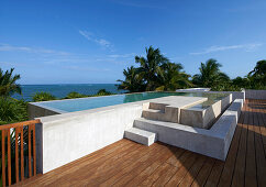Roof terrace with pool and sea views