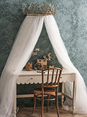 Vintage desk with canopy in the children's room