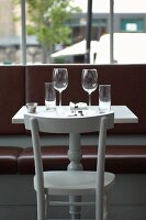 Table laid for two in restaurant