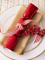 Place-setting with Christmas decoration