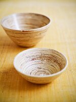 Two bamboo bowls