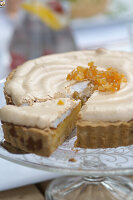 Tart with meringue topping and candied fruit