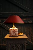 Table lamp with base made from old vase