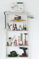 Various tools on a shelf