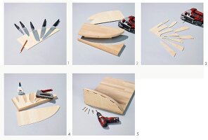Instructions for adding a knife block to a chopping board
