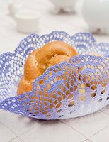 Bread basket made from lace doily