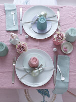 Two place settings on Easter table
