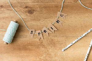 Homemade garland of the word 'Spring'