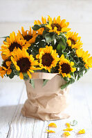 Sunflowers in paper bag