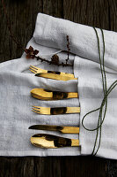 Cutlery in festively decorated cutlery pouch