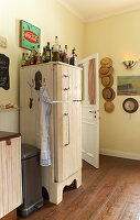 Fridge with country-house-style wooden cladding