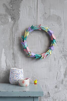 Handmade wreath made from egg cartons