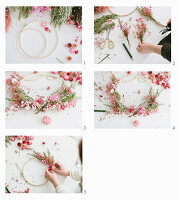 Tying a spring wreath