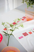 Table runner with stamp print