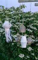 DIY paper lanterns as an outdoor decoration for a party