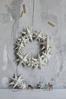 DIY wreath made from book page stars