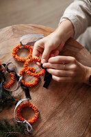 Handmade Christmas decoration made from tangerine peels