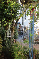 Enchanted garden path with view of stairs and seating area