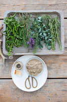 Fresh herbs for making smoke bundles