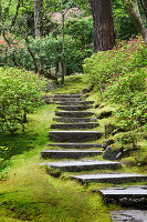 Stone steps in Japanese Garden, Portland, Oregon, United States