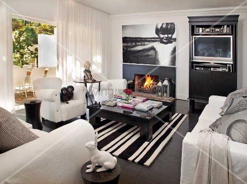 Black And White Living Room White Sofa Buy Image