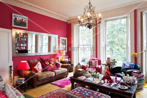 Hot Pink Walls In Grand Room With Large Buy Image 11198908