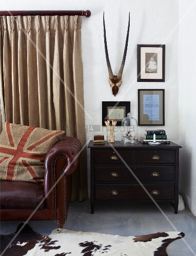 Hunting Trophy On Wall Above Dark Wood Image