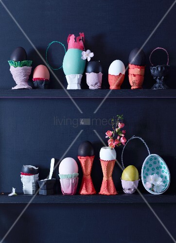 Eggs In Decorative Egg Cups On Shelves Buy Image 11219304