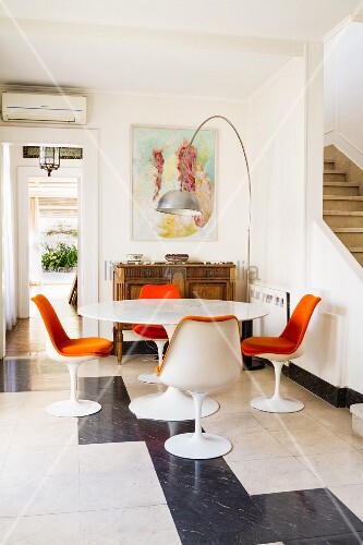 Tulip Dining Set With Orange Chair Image 11251092 Tulip Dining Set With Orange Chair