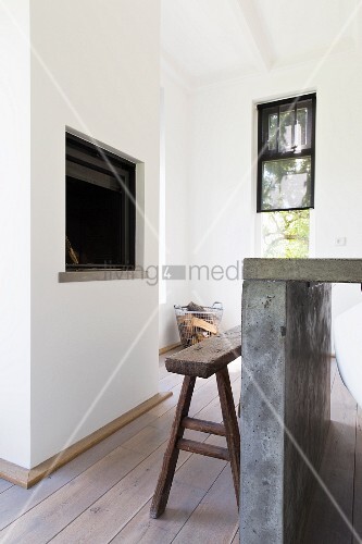 Concrete Table And Rustic Wooden Bench Buy Image 11325124