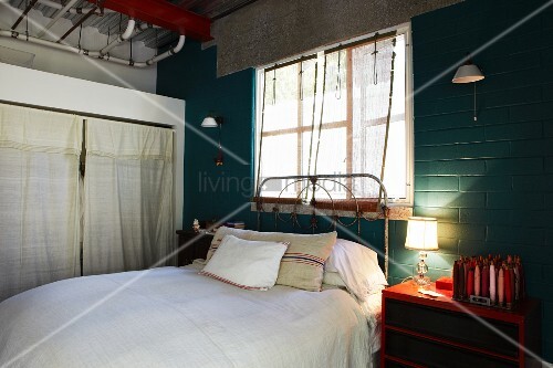 Bed With Vintage Metal Frame Below Buy Image 11337828