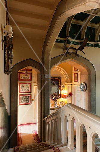 View Down Staircase In Jacobean Manor Buy Image