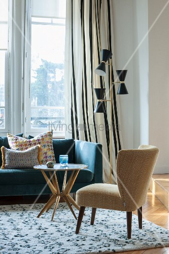 Retro Armchair And Side Table In Front Image 11366692 Retro Armchair And Side Table In Front