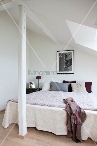 Double Bed With Bedspread In Corner Of Buy Image