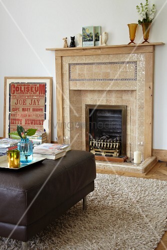 Open Fireplace With Tiled Surround In Buy Image 11433582