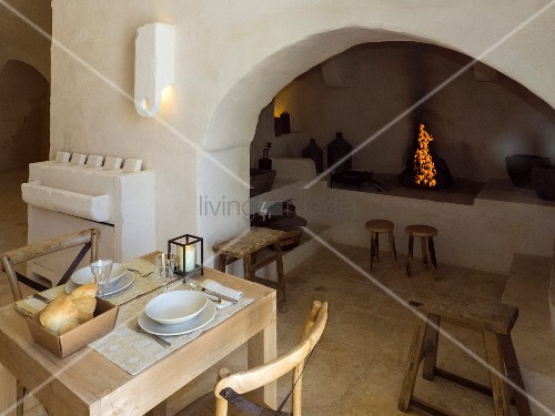 Set Table Next To Open Fire In Arched Buy Image 11444598