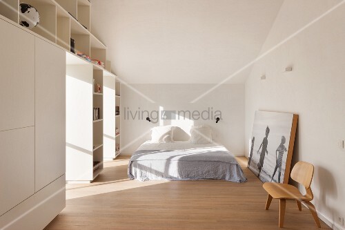 White Fitted Wardrobes In Simple Attic Buy Image 11449616