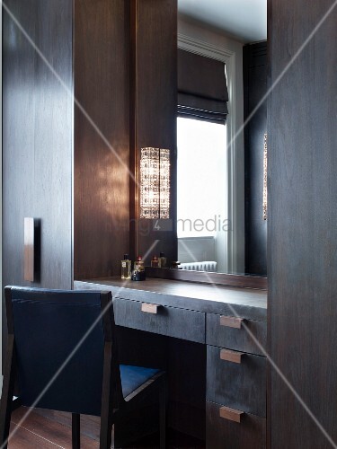 Dressing Table Integrated In Dark Wooden Buy Image