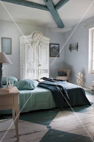 Rustic Bedroom With White Wardrobe And Buy Image