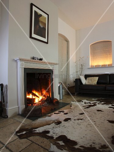 Large Animal Skin Rug On Stone Flagged Buy Image 11075162