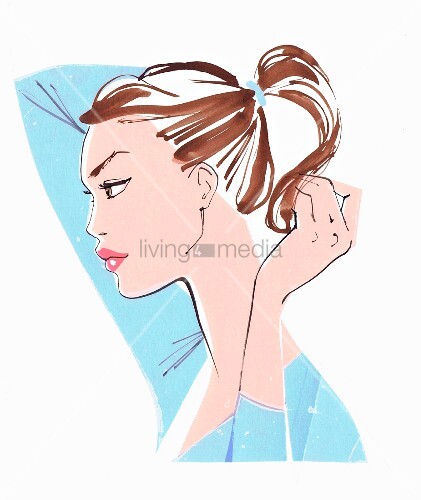 Close Up Of Beautiful Woman Putting Hair Buy Image 12247116