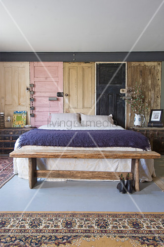 Rustic Bedroom Bench Double Bed And Buy Image
