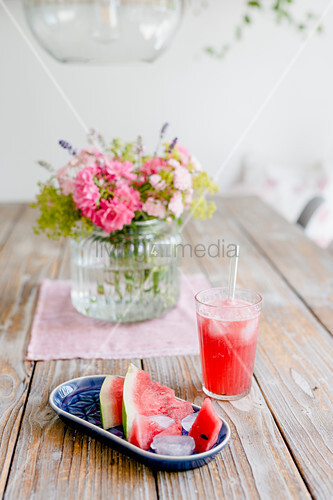 Watermelon Lemonade And Vase Of Garden Buy Image 12678140