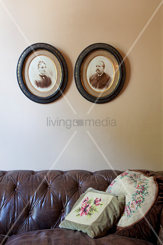 Scatter Cushions On Vintage Leather Buy Image 12982036