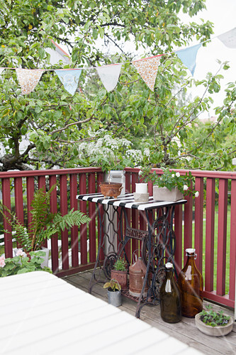 Bunting Above Old Sewing Machine Table Buy Image 12318624