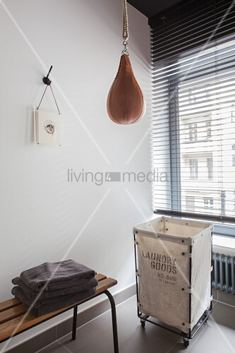 Punchball Suspended Above Laundry Basket Buy Image 12371926