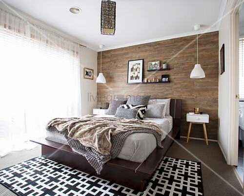 Holzpaneele Wand Schlafzimmer Zuhause